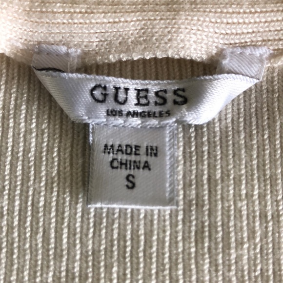 Guess Zip Up Ribbed Sweater. Cream colour, size small. Like new condition - Picture 2 of 3